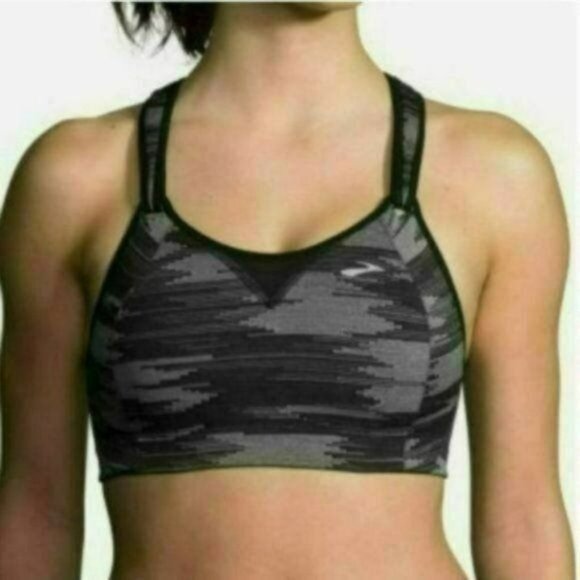 Brooks Rebound Racer Women's XS Black & Gray Adjustable Unpadded Sports Bra - Picture 1 of 8
